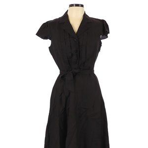 Calvin Kline Sz 10 Black Linen Belted Dress